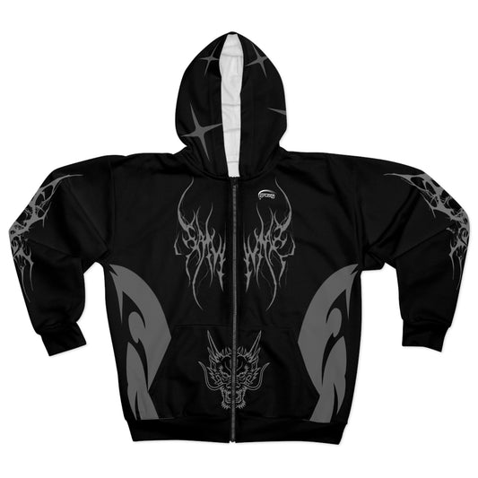 Gravvy Black Tribal Zip-Up Hoodie
