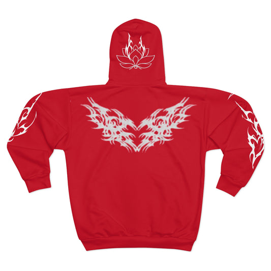 Gravvy Red Tribal Zip-Up Hoodie