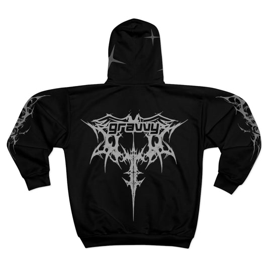 Gravvy Black Tribal Zip-Up Hoodie