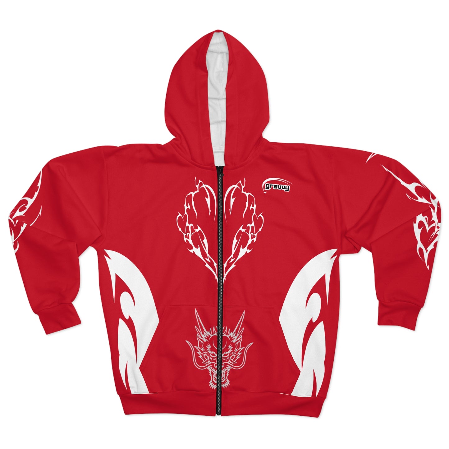 Gravvy Red Tribal Zip-Up Hoodie