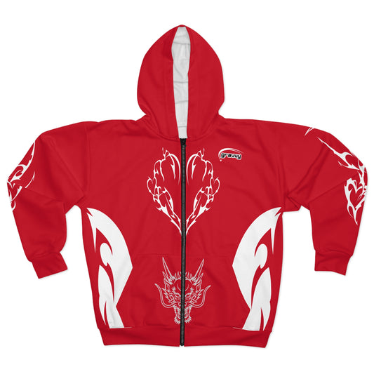 Gravvy Red Tribal Zip-Up Hoodie